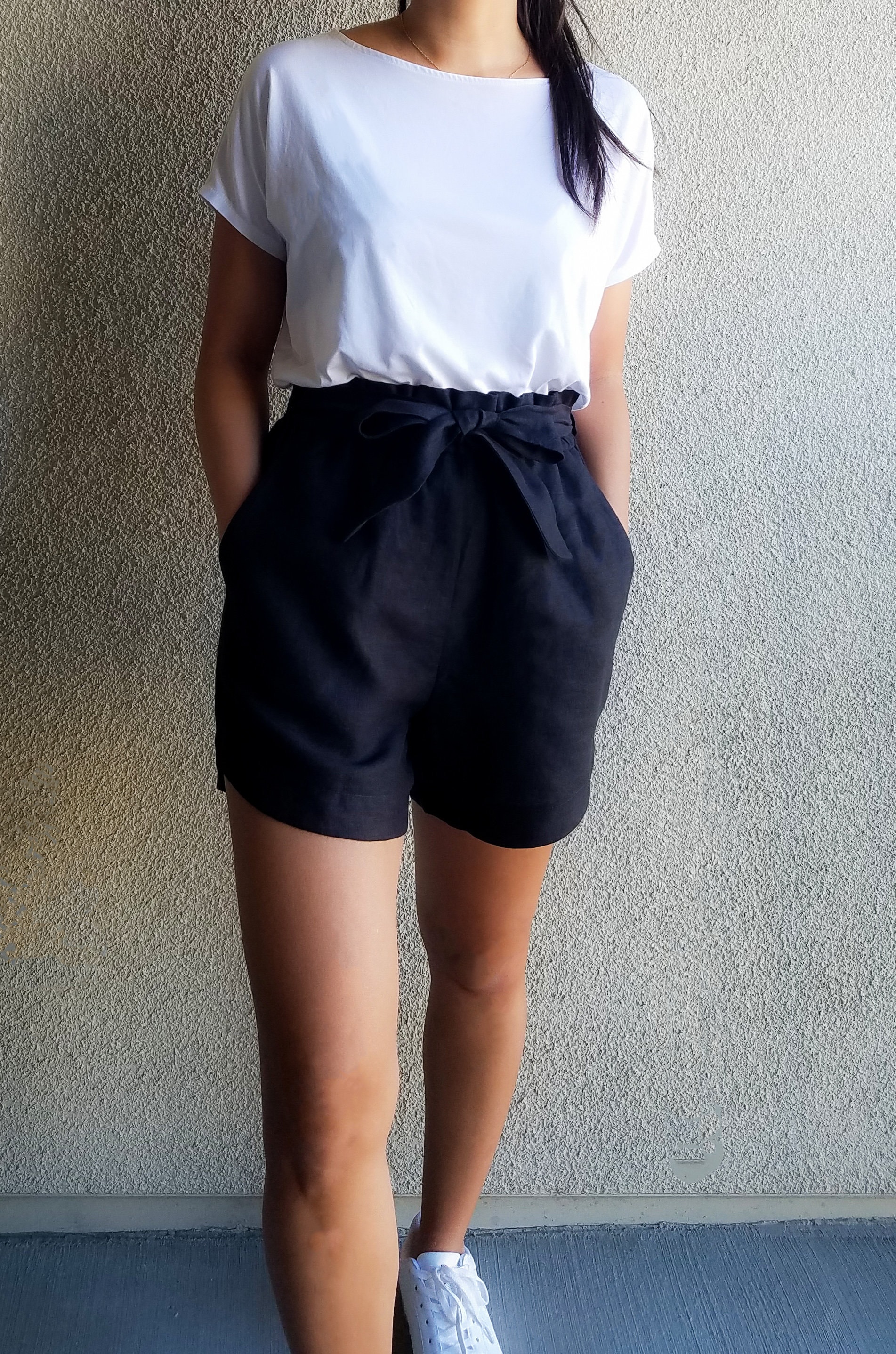 Linen Shorts With Pockets / Paper Bag 