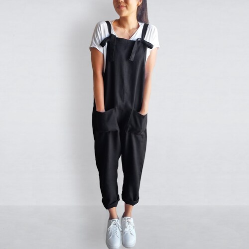 Linen overalls women / Women casual jumpsuit /Linen dungarees / Linen romper / Minimalist store clothes / Loose pants / boho clothes