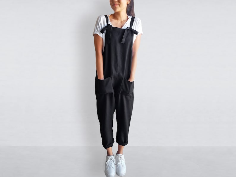 Linen overalls women / Women casual jumpsuit /Linen dungarees / Linen romper / Minimalist store clothes / Loose pants / boho clothes