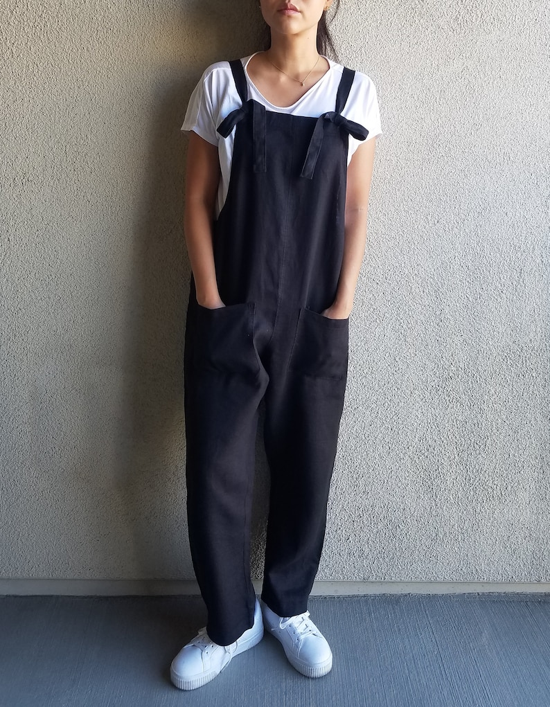 Linen overalls women / Women casual jumpsuit /Linen dungarees Etsy