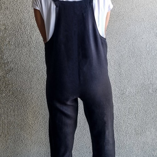 Linen overalls women / Women casual jumpsuit /Linen dungarees / Linen romper / Minimalist store clothes / Loose pants / boho clothes