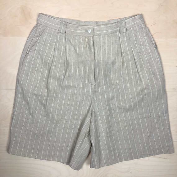 Vintage 90s Reflections Linen Striped Shorts, Ultr