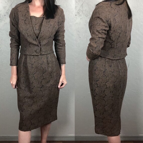 Vintage 1950s Wiggle Dress & Cropped Jacket Set Br