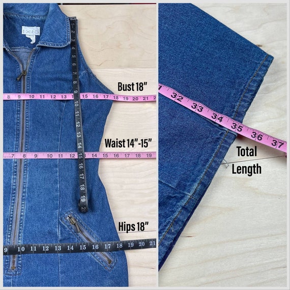 Vintage 1980s Sleeveless Cotton Denim Zip-Up Mini… - image 6