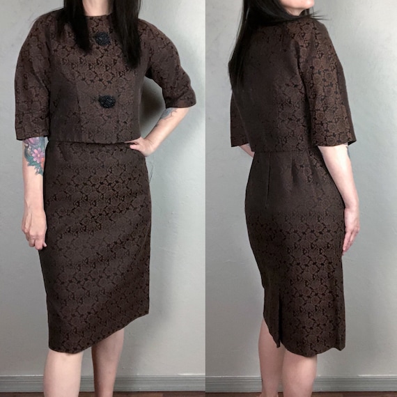 Vintage 1960s Dress and Jacket Set - Brocade Dress