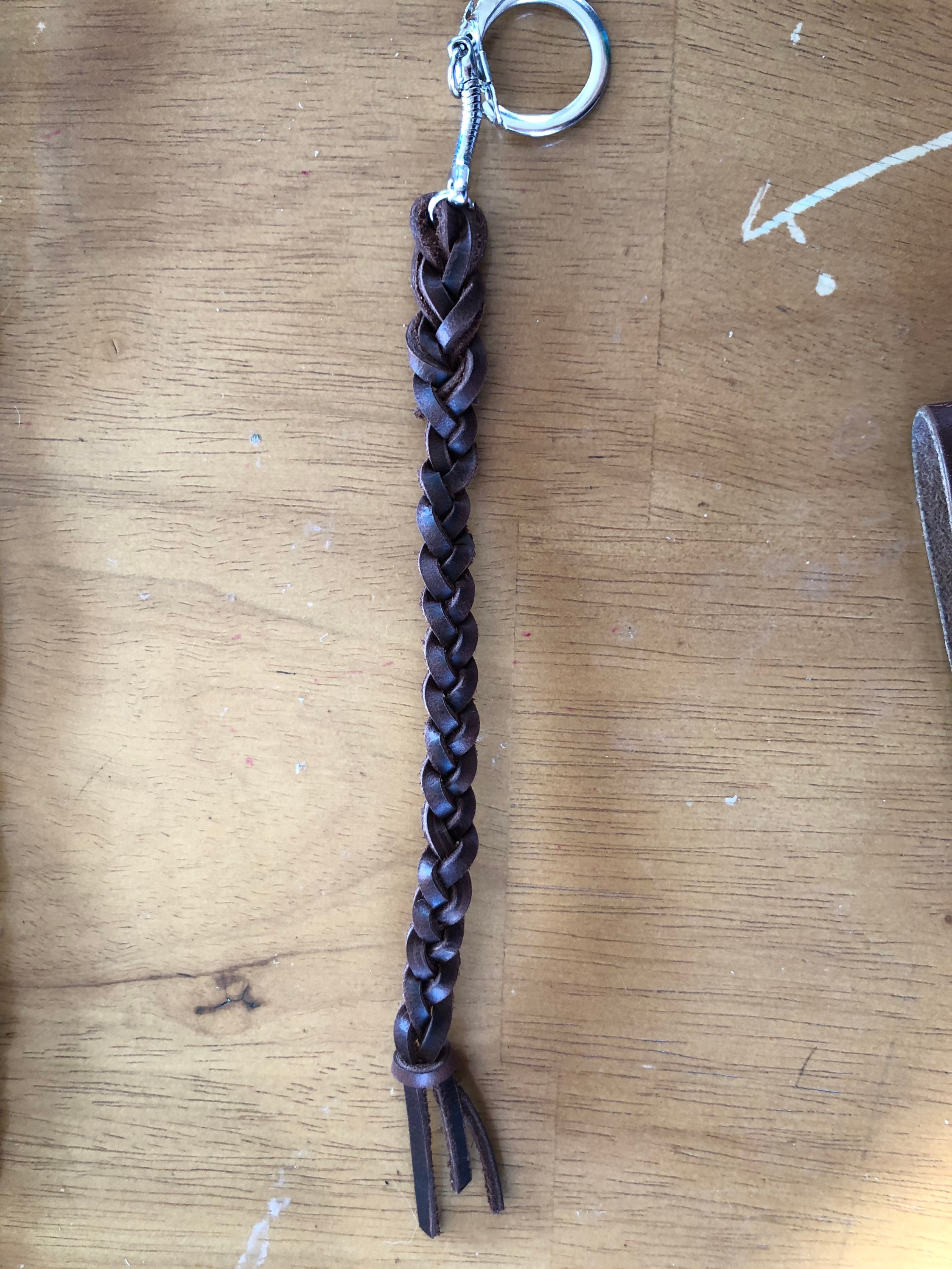 Braided Leather Keychain Etsy