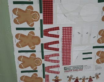 Gingerbread garland fabric panel