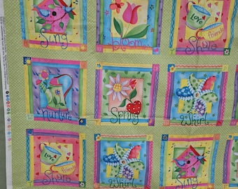Spring tulip/ bird fabric