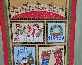 Tie the season/snowman fabric panel