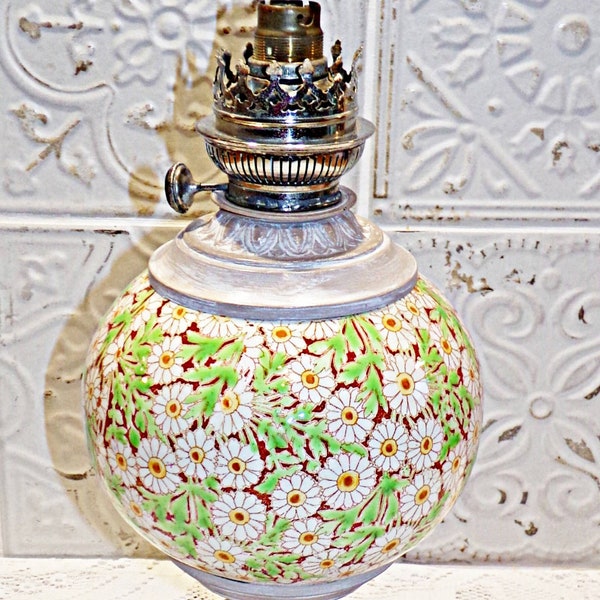 France Vintage -Superbe Lampe Ancienne en Porcelaine, patinée en Beige et blanc - Campagne chic, Shabby chic