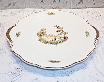 FRANCE Vintage - Plat à Gâteau / Tarte Digoin & Sarreguemines Vieux Marseille - French Antic Porcelaine Dish