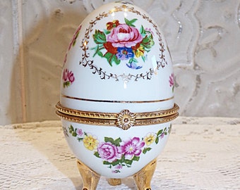 Vintage - Fabergé style porcelain egg on feet - Collection - Decoration - Small box