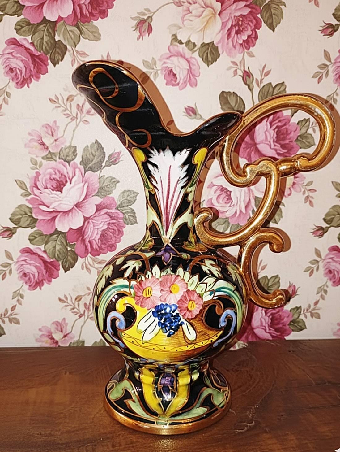 希少 - ユベール・ベケ・カレニョン作の陶器の花瓶、花飾り、手作り