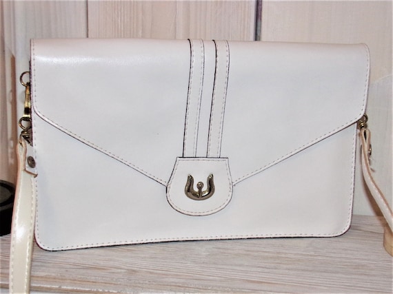 Vintage French 1960 - Beau Sac / White Leather Po… - image 1