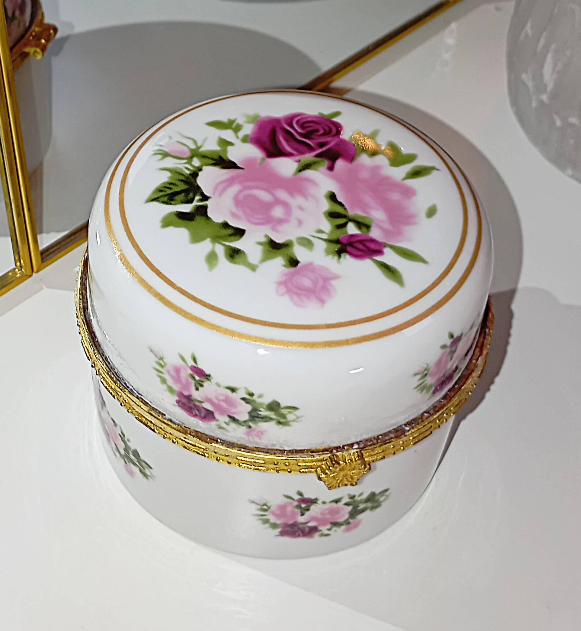 Boîte à Bijoux / Pot Vintage En Céramique - Forme Gramophone - Coffret De Rangement Décoratif
