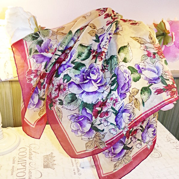 Vintage FRANCE - Charming Silk Scarf - French Vintage Scarf