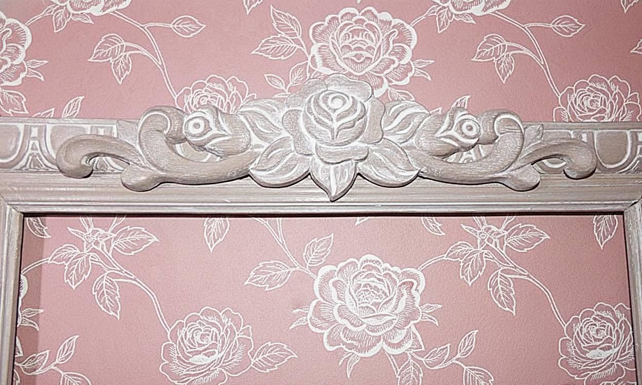 Grand Cadre Photo Ancien 30x40 Cm - Style Shabby Chic Gris Et Blanc - France 1930