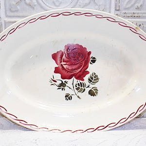 Assiette creuse Badonviller Guerledan décor bordeaux et gris - Vintage