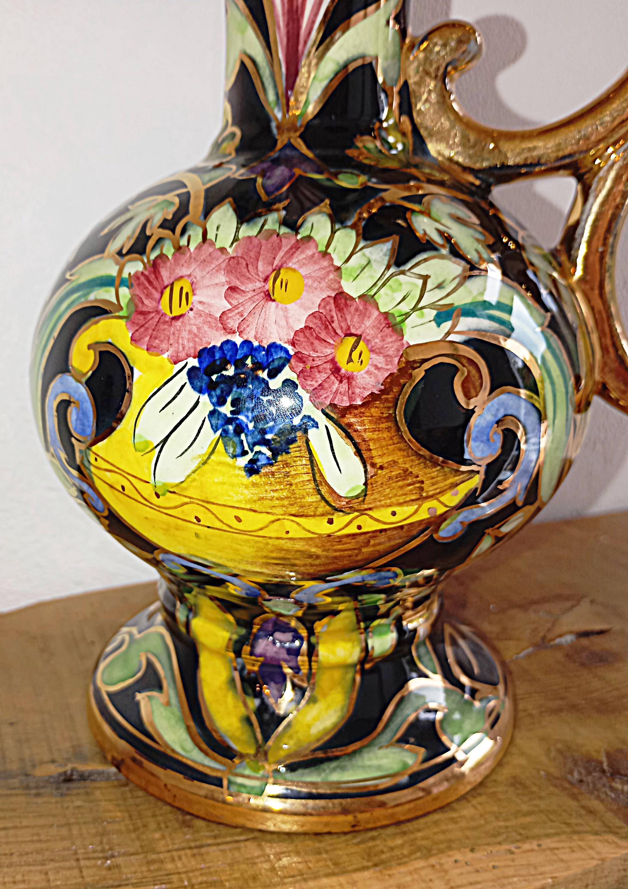 希少 - ユベール・ベケ・カレニョン作の陶器の花瓶、花飾り、手作り