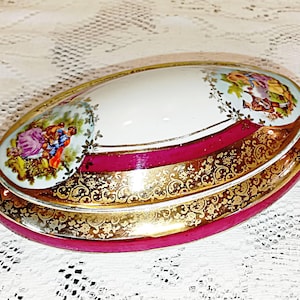 FRANCE Vintage - Limoges Porcelain Candy Box - French Antique Limoges Porcelain Candy Box