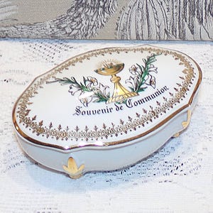 France - Bonbonnière / Vide poche / coffret en porcelaine de Luxe -Souvenir de communion