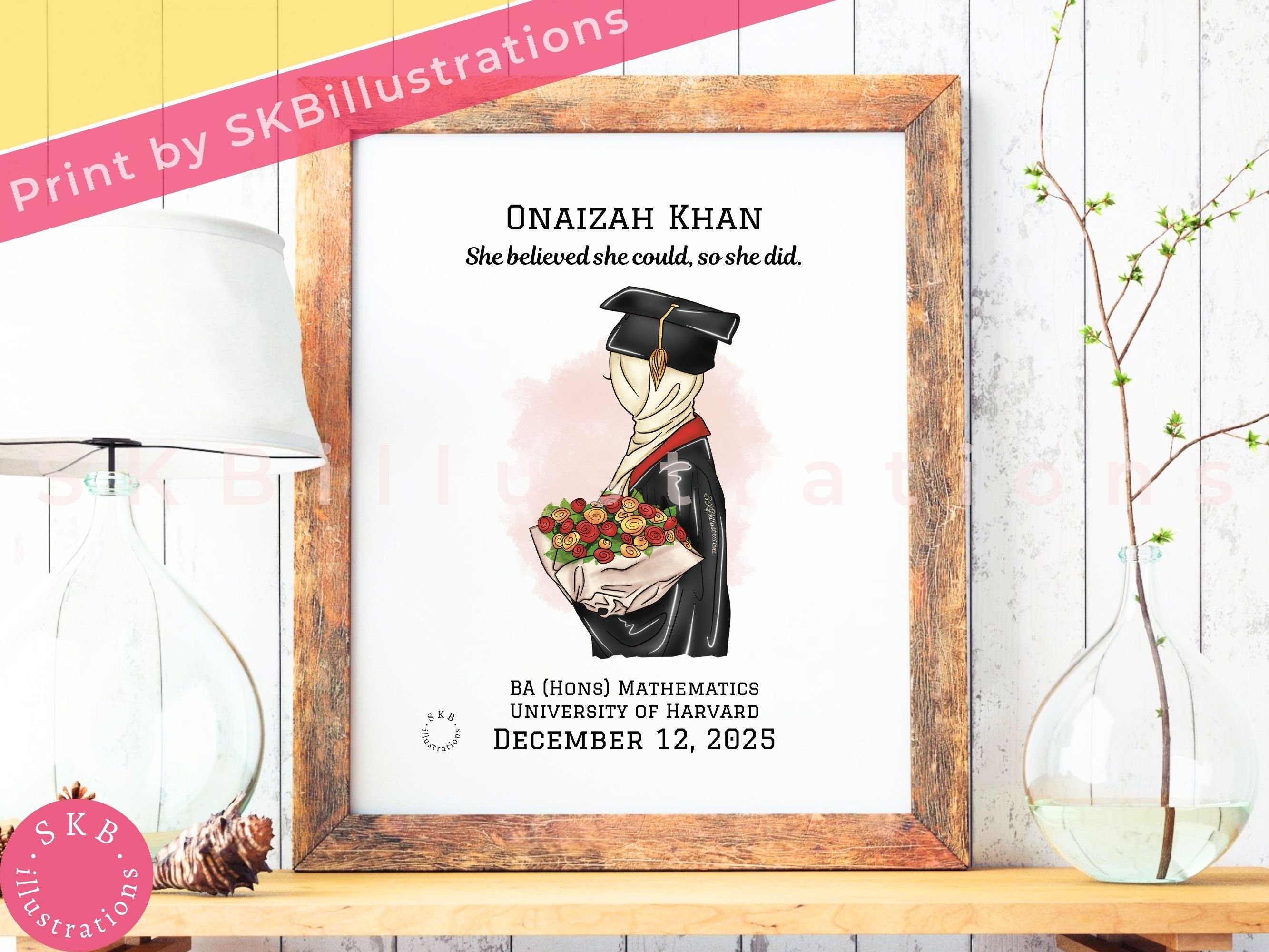 Muslim girl graduation gift Muslimah graduate Hijabi undergrad gift Present for muslim girl Graduation friend gift "THE TASSEL art print"