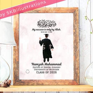 Muslim man graduation gift Quran arabic calligraphy Graduation Personalized grad print Brother gift &quot;GRADUATION BROTHER ARABIC art print&quot;