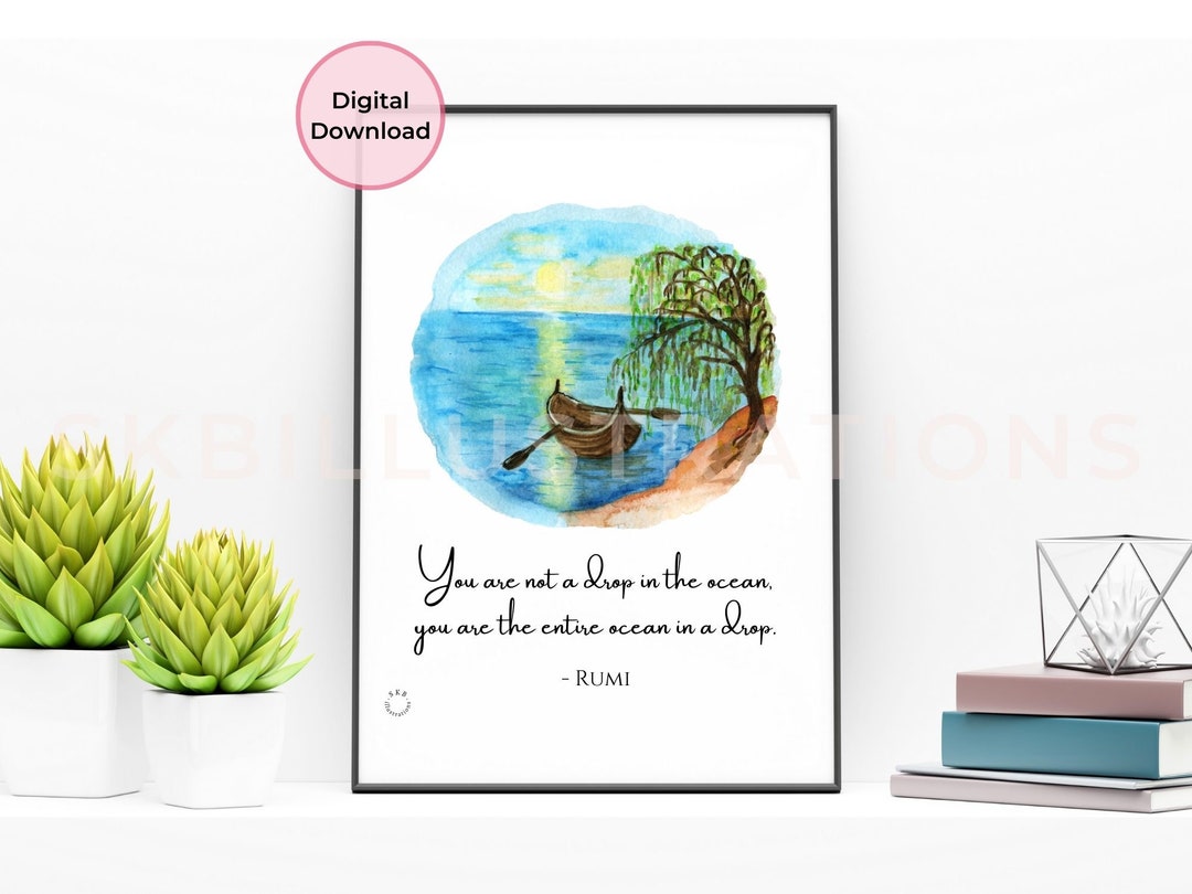 Rumi Poetry Art Print Poem Poster Landscape Painting Drop in - Etsy