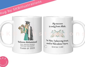 Hijabi graduation mug Muslimah grad gift Hijabi gift Present for muslim girl friend Sister grad ceremony &quot;BELIEVE IN YOURSELF green mug&quot;