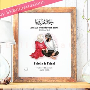 Anniversary gift for muslim couple Anniversary gift Bhabi anniversary gift Muslim couple Arabic calligraphy &quot;QURAN QUOTE COUPLE art print&quot;