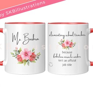 Colorful painting Custom name gift mugs Personalized name mugs Best friend gift &quot;PINK FLOWER PETUNIA dahlia rose customized name accent mug&quot;