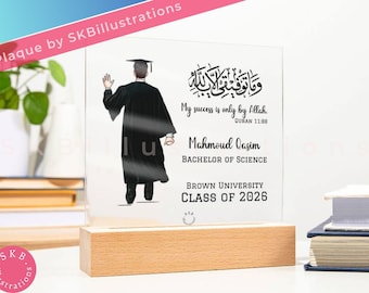 Graduation gift plaque brother Muslim man grad graduate Undergrad gift Customized gift Islamic "AMERICAN MUSLIM MAN graduate acrylic plaque"