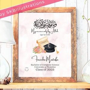 Muslim graduation gift Quran arabic calligraphy Graduation Personalized grad print Sister grad gift &quot;GRADUATION CEREMONY FLOWERS art print&quot;