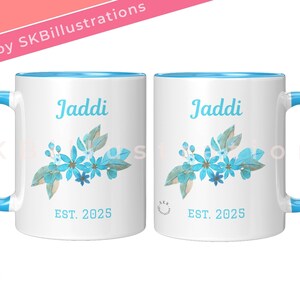 Arabic grandfather custom name gift Muslim grandpa Jaddi Jeedo Sayyedi gift Custom fathers day mug &quot;BLUE FLORAL ARRANGEMENT accent mug&quot;