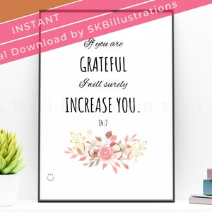 Surah Ibrahim verse Quranic quote about gratitude Islamic room art print Muslim digital poster Modern muslim home &quot;QURAN GIRL BEDROOM&quot;