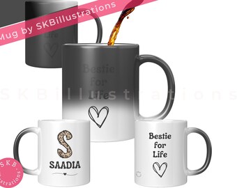 Camouflage print letter Custom name initial Personalized Customized office gift &quot;STYLISH ANIMAL PRINT hearts customized initials magic mug&quot;
