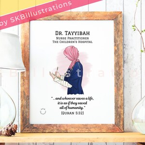 Muslim doctor art Muslimah nurse Islamic gift Hijabi doctor print Scrubs muslimah doctor Hijabi nurse Medical art &quot;HERO IN SCRUBS art print&quot;