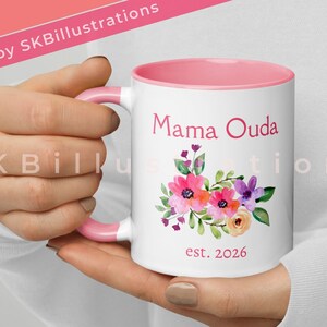 Teta gift mug Arabic baby shower gift Arab jidda gift mug Customized gifts Naniji Mama Ouda gift &quot;PINK PURPLE WATERCOLOR flower accent mug&quot;