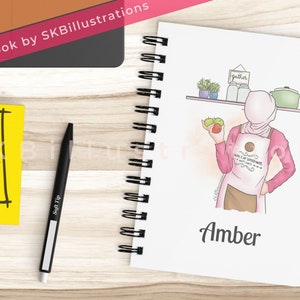 Hijabi baker recipe book gift Islamic halal recipes journal Personalized notebook for hijabi baker friend Hijabi gift "SUPER BAKER notebook"