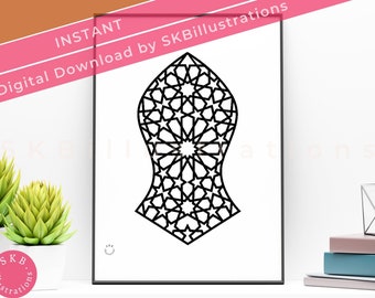 Padrão geométrico Nalain, motivo artístico muçulmano, lembretes islâmicos, arte de parede islâmica, pôster digital, sandália do Profeta Muhammad &quot;ISLAMIC NALAIN SHAREEF&quot;
