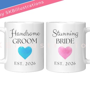Wedding gift Anniversary gift Cute couple mugs muslim husband wife Newly weds gift Honeymoon gift couple &quot;BLUSHING BRIDE and GROOM mug set&quot;