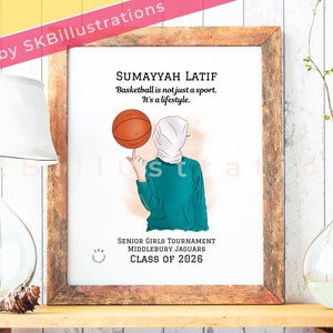Muslim hijabi basketball player gift Best gift Hijabi sister print Hijabi athlete sports girl friend print "DEFEND AND DOMINATE art print"