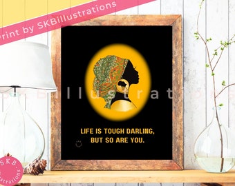 Black girl art print Strong black woman gift Melanin magic African and proud Black lives matter women art gift "FEARLESS GOLD art print"