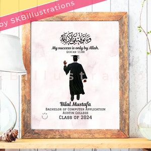 Muslim young man graduation gift Quran arabic calligraphy Graduation Personalized grad print Brother grad gift &quot;BLACK MUSLIM GRAD art print&quot;