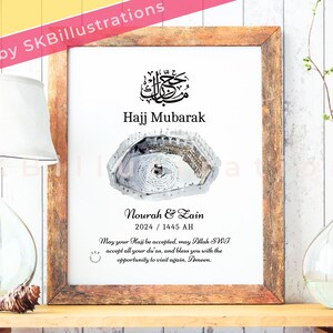 Hajj mubarak gift Islamic calligraphy Muslim pilgrimage gift Personalized hajj umrah Custom makkah madina &quot;HAJJ PILGRIMAGE ARABIC art print&quot;