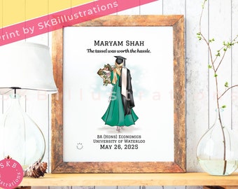 Hijabi bachelors cap Muslim graduation print Hijabi gift Muslimah islamic present Graduation friend Hijabi graduation &quot;GRAD CAP art print&quot;