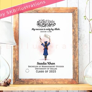 Muslim hijabi graduation Quran arabic calligraphy Graduation Best friend graduation Sister grad gift &quot;MISSION COMPLETE ARABIC art print&quot;
