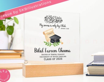 Graduation gift plaque Muslim man grad graduate Undergrad gift Customized gift Islamic "GRADUATION CEREMONY CERTIFICATE acrylic plaque"