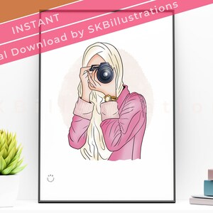 Hijabi photographer Muslim photographer Hijabi illustrations Hijabi artwork Hijabi sketches Muslim gift office decor &quot;NEVER LOSE FOCUS&quot;