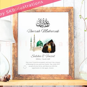 Hajj mubarak gift Islamic calligraphy Muslim gift Personalized hajj umrah print Custom makkah madina &quot;HAJJ MUBARAK ARABIC art print&quot;